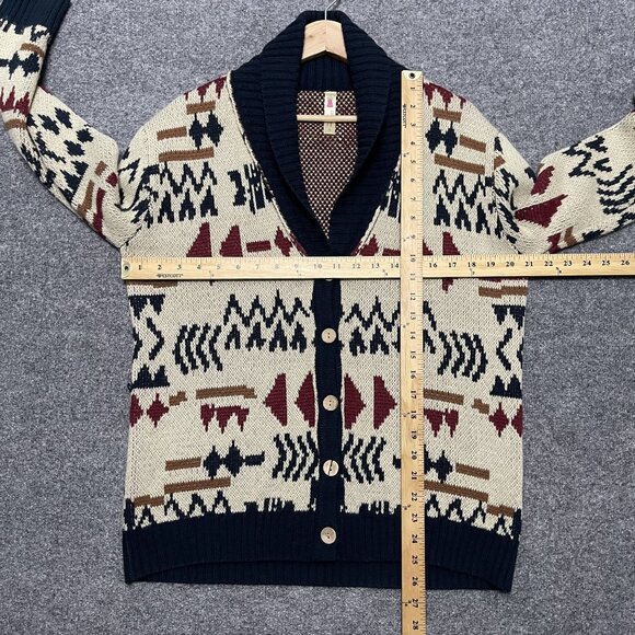 Alice Moon Vintage-Inspired Aztec Patterned Shawl Collar Cardigan Sweater S - Picture 5 of 5